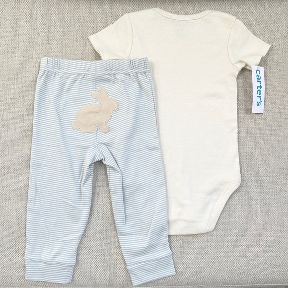 Carter’s | Baby 2-Piece Blue & Cream ‘My First Easter’ Bodysuit Pant Set *NWT* - Picture 3 of 11